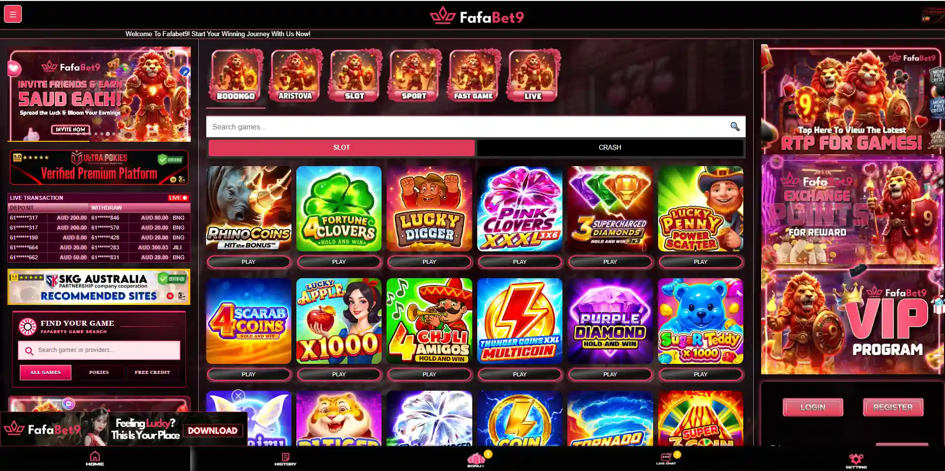 Fafabet9 casino interface relevant to fafabet9 games and casino catalogue