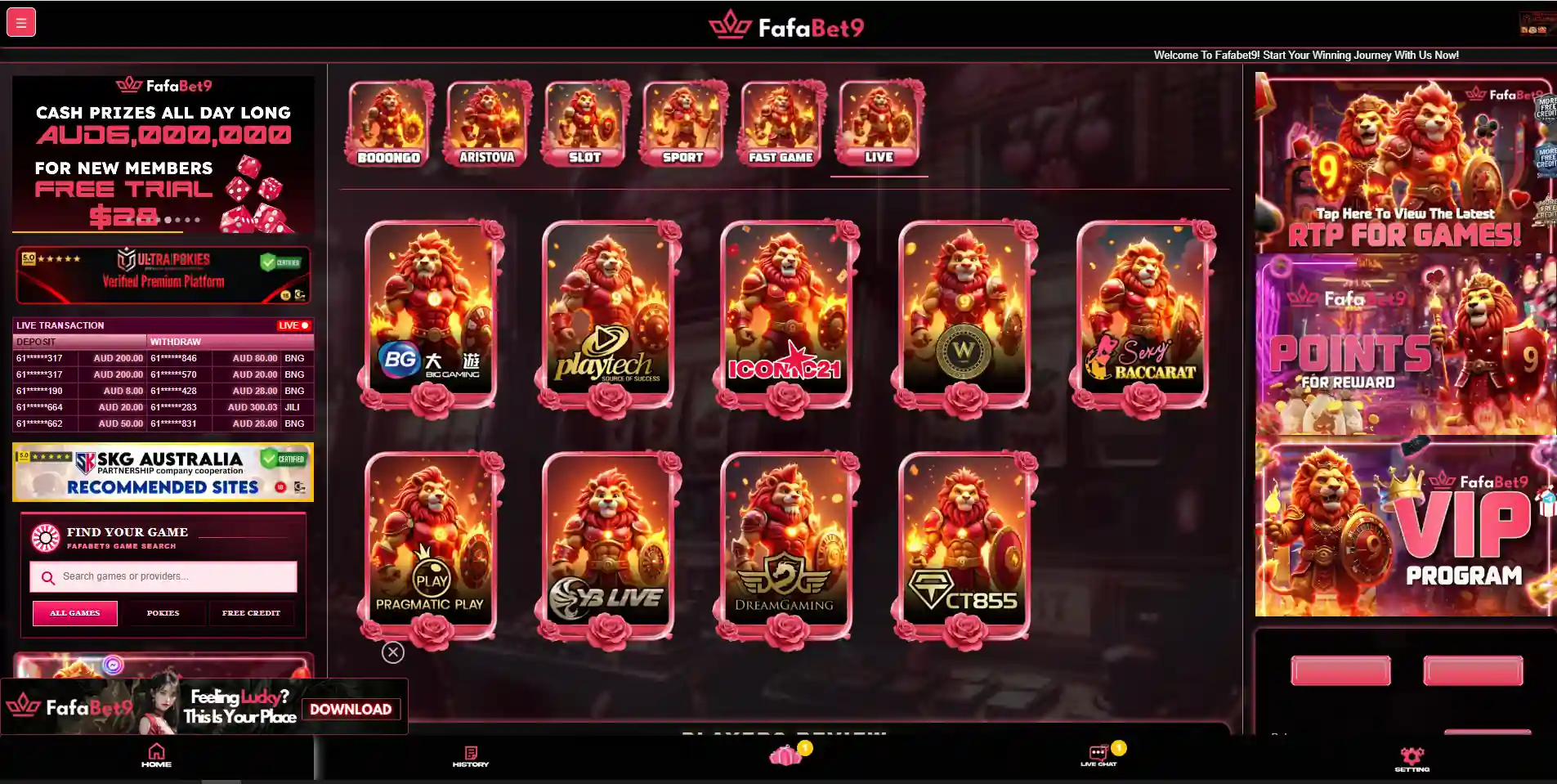 Fafabet9 casino interface relevant to fafabet9 live casino and table games